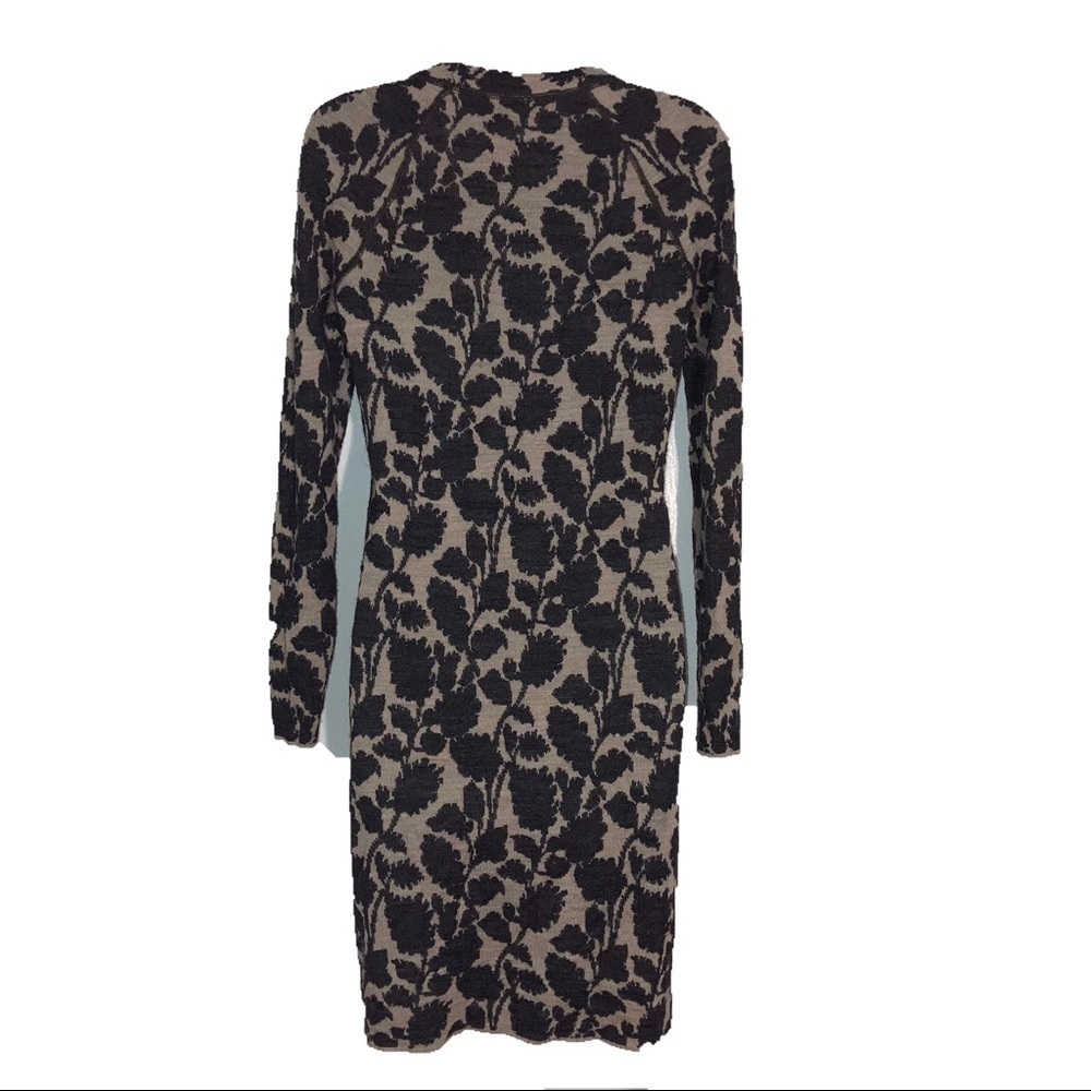 Loft Sweater Wool Blend Knit Dress Long Sleeve Crew Neck Textured M Tan Gray - Picture 6 of 7